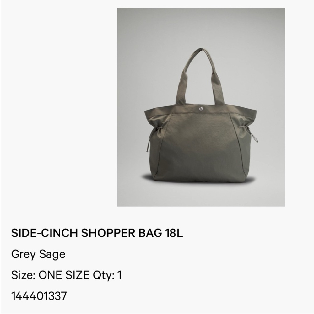 Lululemon side cincher bag. Grey Sage